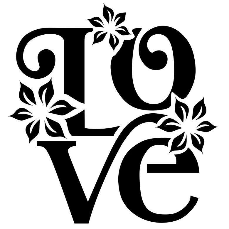 Wall sticker Love with flower decoration 