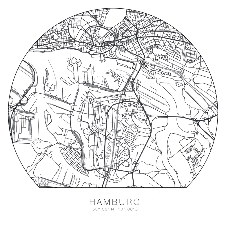 Wandtattoo Stadtplan Hamburg - rund 