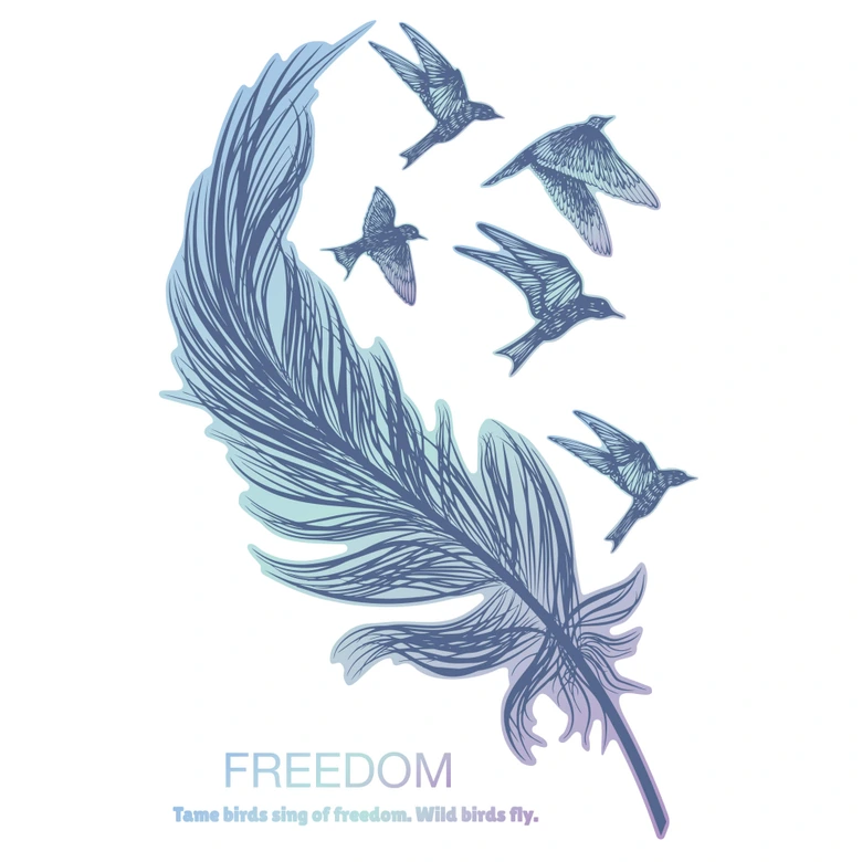 Sticker mural Freedom - Plume et oiseaux 