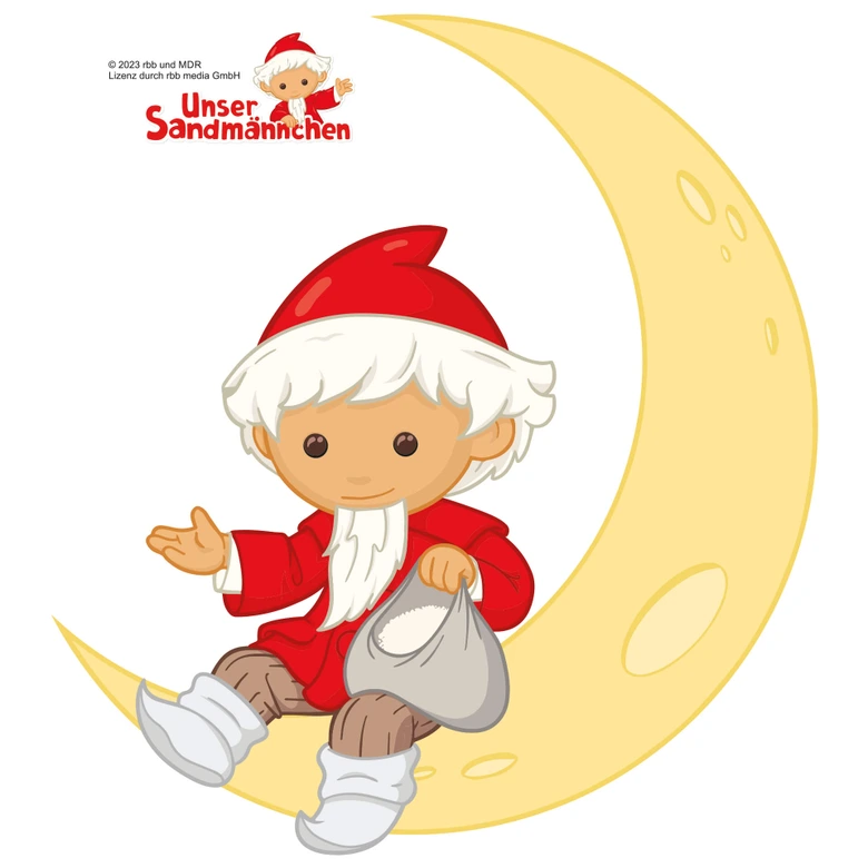 Wandtattoo Unser Sandmännchen - Unser Sandmann auf Halbmond 