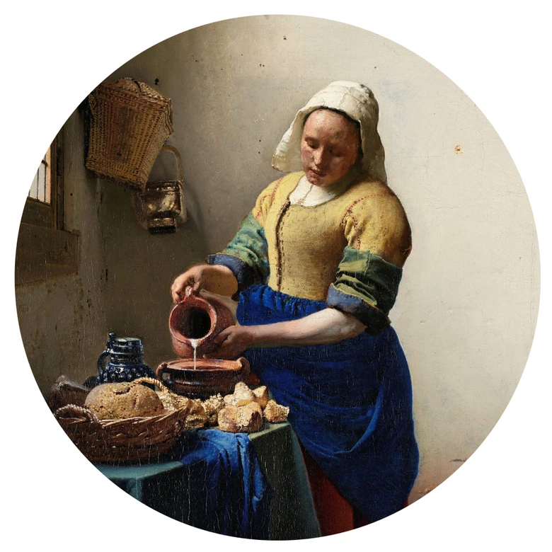 Wandtattoo Vermeer - Das Mädchen mit dem Milchkrug - rund 