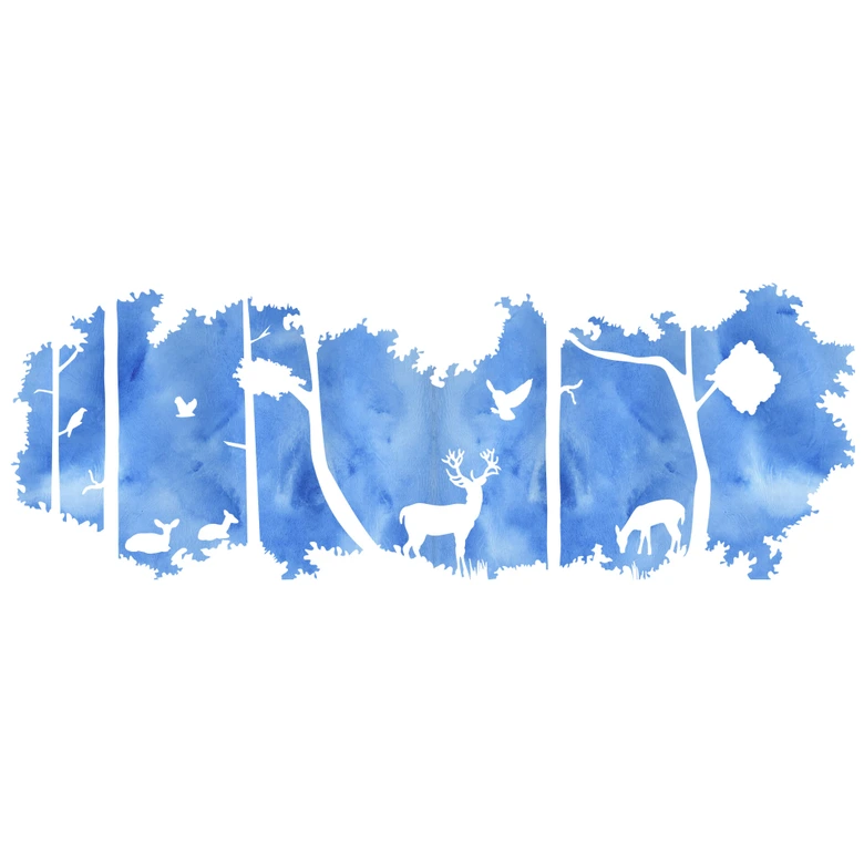 Muursticker Bos Silhouet - blauw 