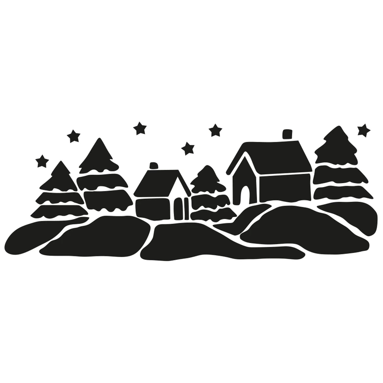 Wandtattoo Winter - Weihnachtliche Landschaft 