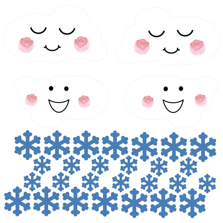 Wandtattoo Wolken + Schneeflocken 