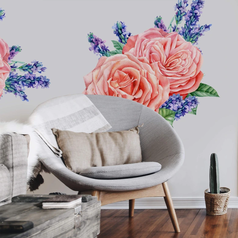 Wandtattoo Rosen Harmonie rosé XXL 