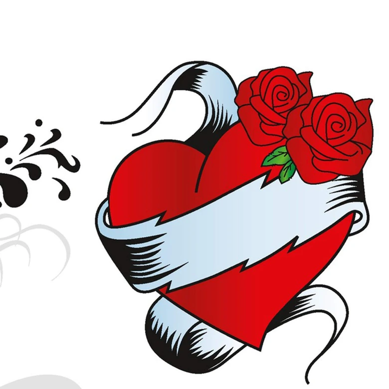 Wandsticker Herz und Rose  