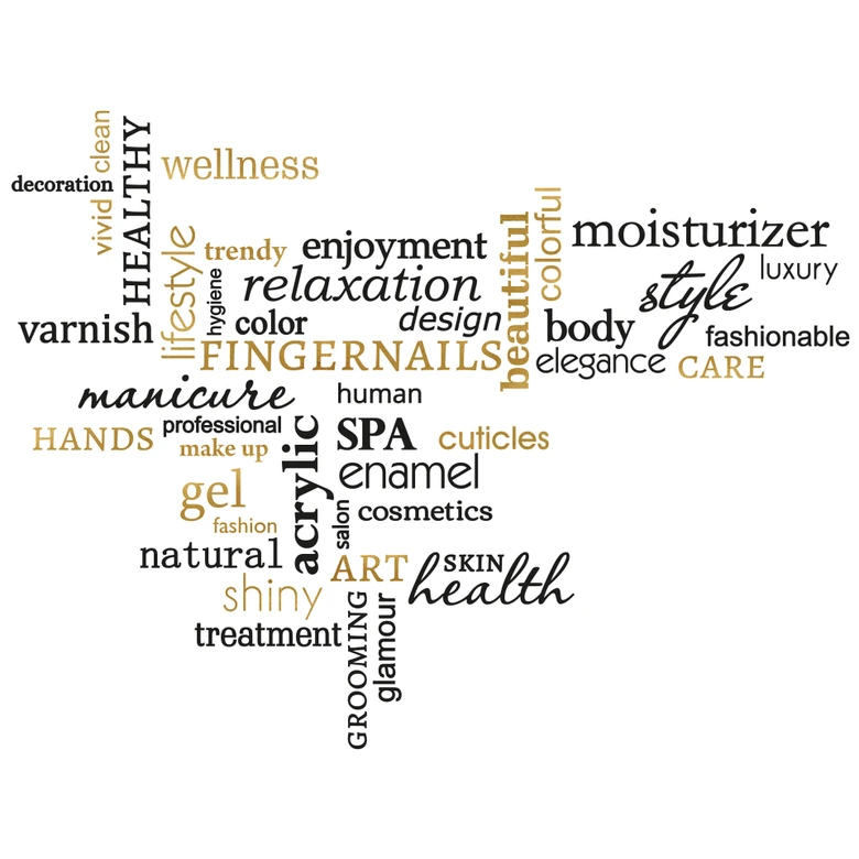 Wandtattoo Wellness Wortwolke schwarz-gold 