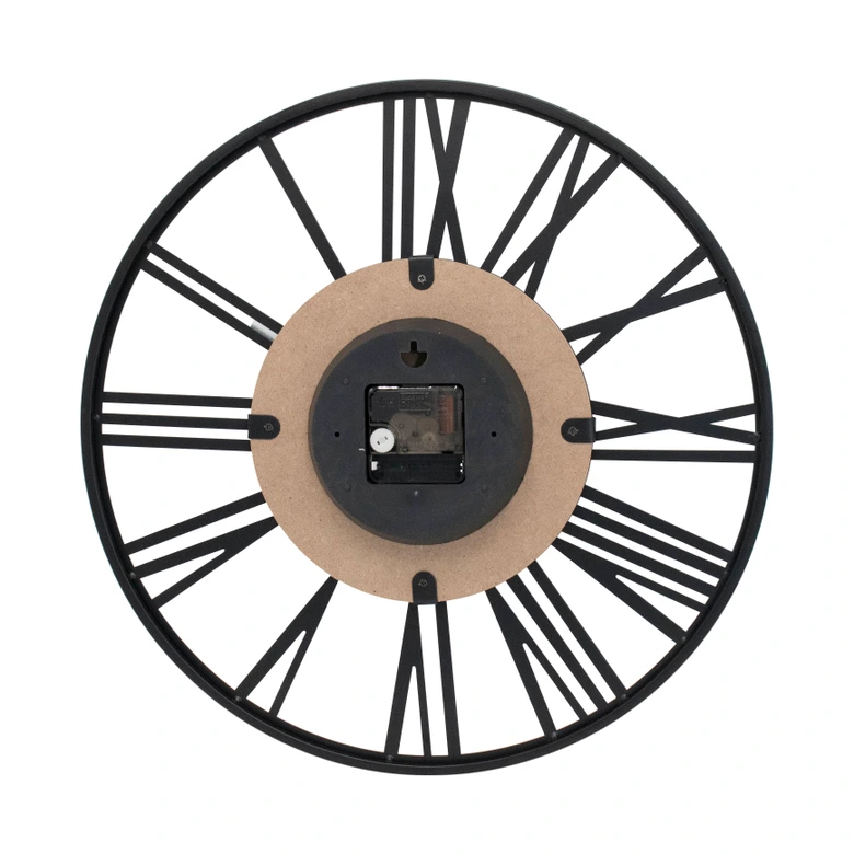 Design wall clock Wood & Steel with walnut wood look and Roman numerals Ø40 cm 