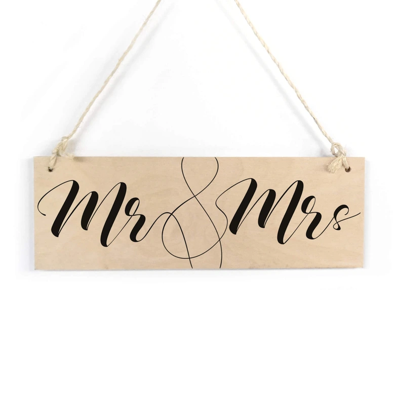 Holzschild Mr and Mrs 