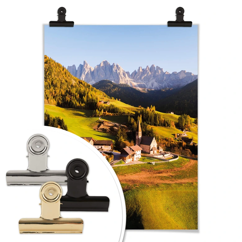 Poster Colombo - Kleines Dorf in den Dolomiten 