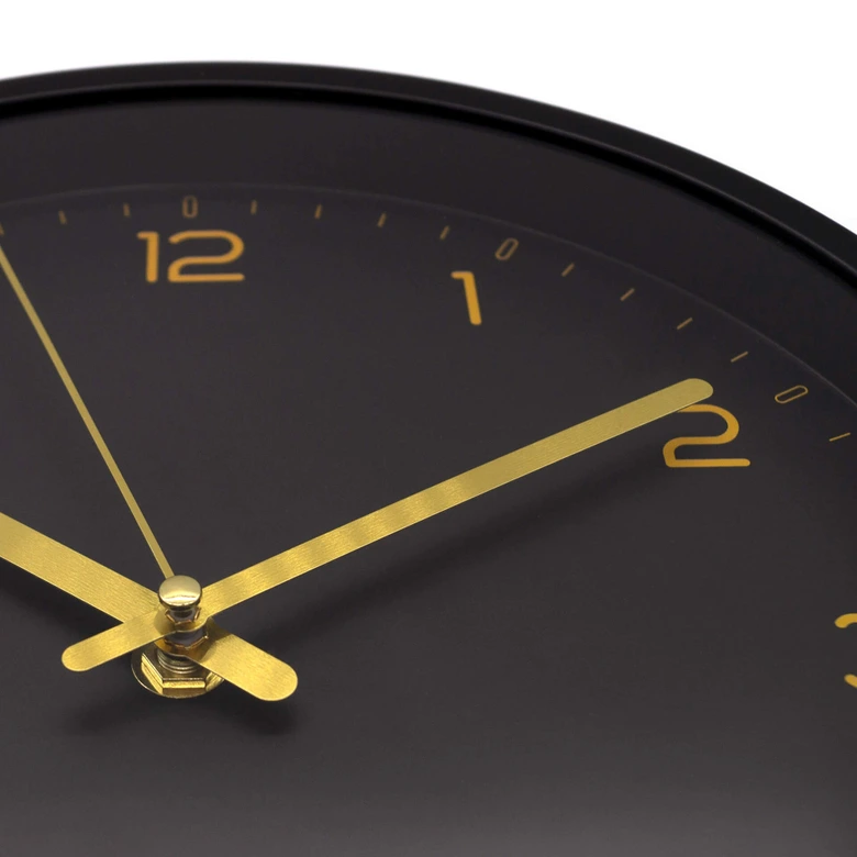 Analoge Wanduhr mit Digitalanzeige Schwarz-Gold Ø 25 cm 