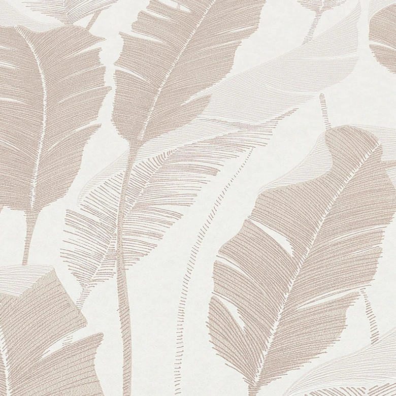 PVC-fri non-woven tapet med bladmotiv i beige 