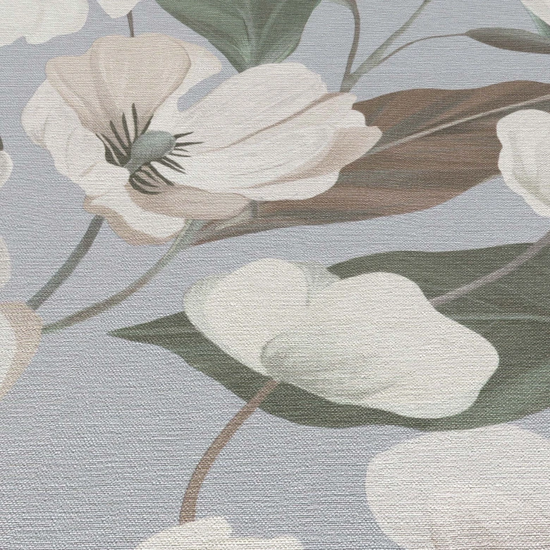 Icke-vävd tapet, tapet med blommotiv Secret Garden grå 