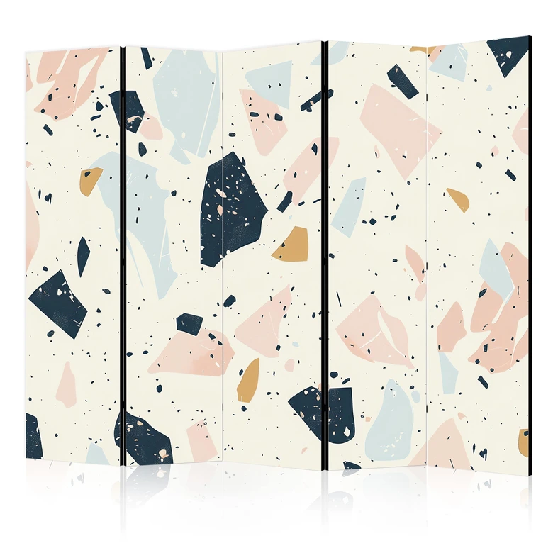 Paravent, Raumteiler freistehend, Trennwand - Terrazzo with Large - Scaled Stones in Subdued Colors 