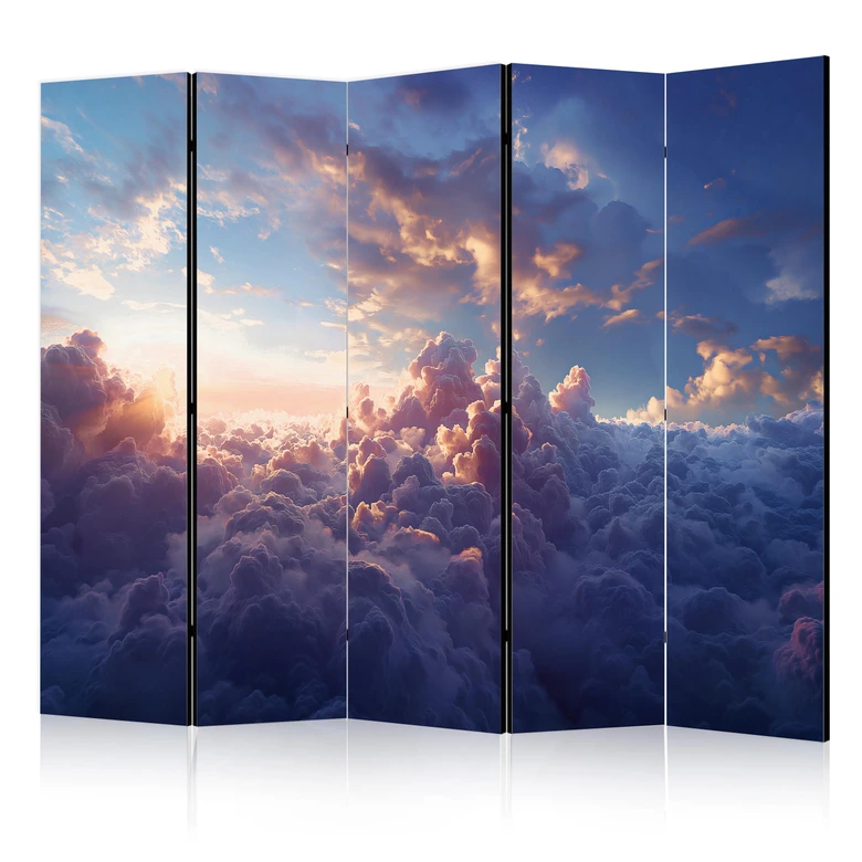Paravent, Raumteiler freistehend, Trennwand - Sun in Hiding: Golden Sky Clouds 