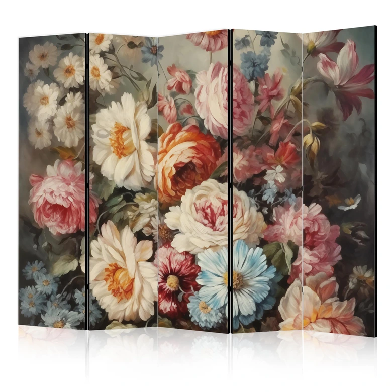 Paravent, Raumteiler freistehend, Trennwand - Scent of Nature - Beautiful Garden Flowers in Pastel Colors 