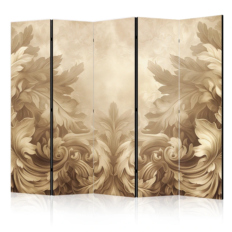 Paravent, Raumteiler freistehend, Trennwand - Carved Baroque Ornaments - Rich Composition in Sepia Colors 