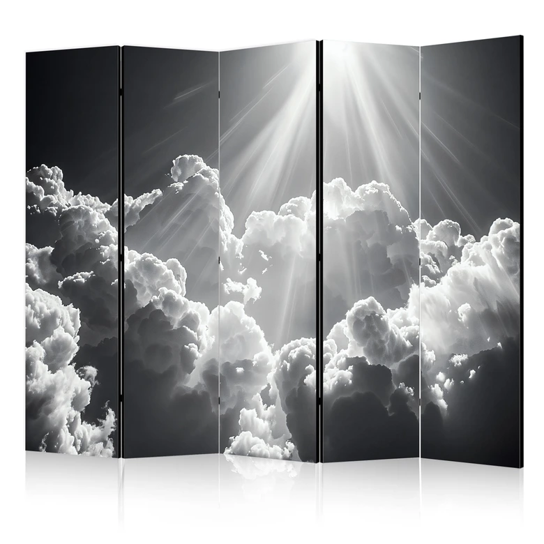 Paravent, Raumteiler freistehend, Trennwand - Hope in Clouds: Sun Rays 