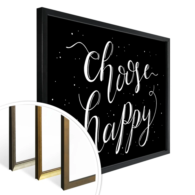Poster Choose Happy - schwarz negativ 