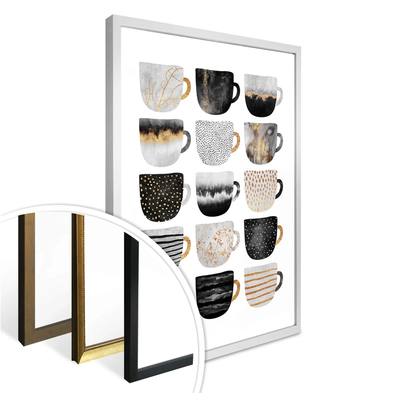 Poster Fredriksson - Kaffeetassen: Pretty Black & Gold 
