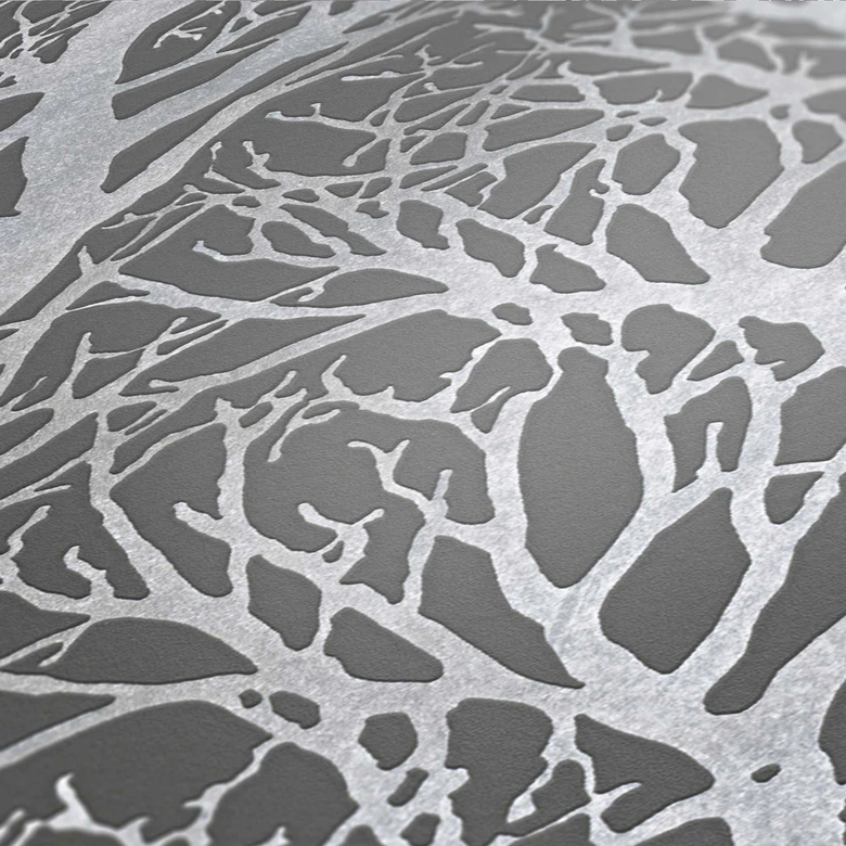 Skovtapet grå sølv - non-woven tapet natur A.S. Création 