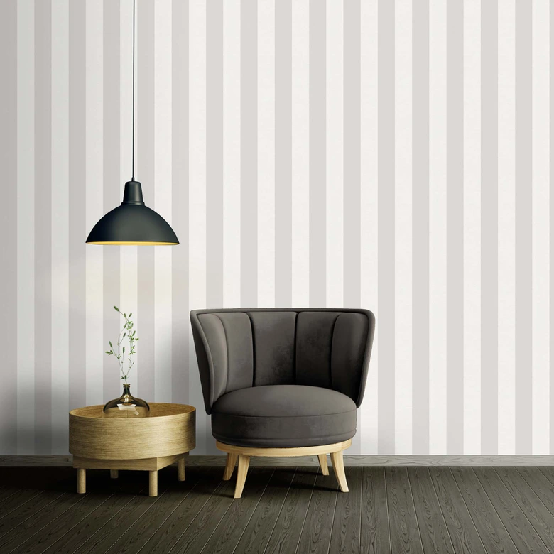 Randig tapet lantgård non-woven tapet grå vit vintage vardagsrum kök hall av A.S. Création 