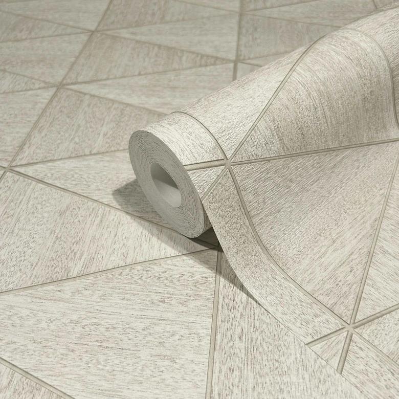 Vliestapete mit geometrischem Muster, Dreiecken beige Grafisch 