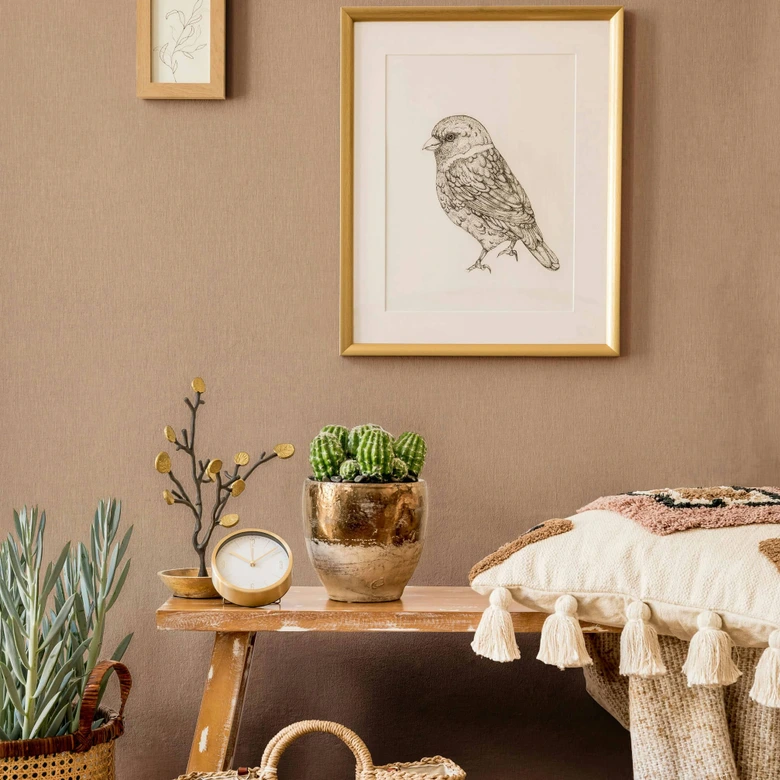 Vliestapete mit leicht strukturiertem Uni beige Uni 