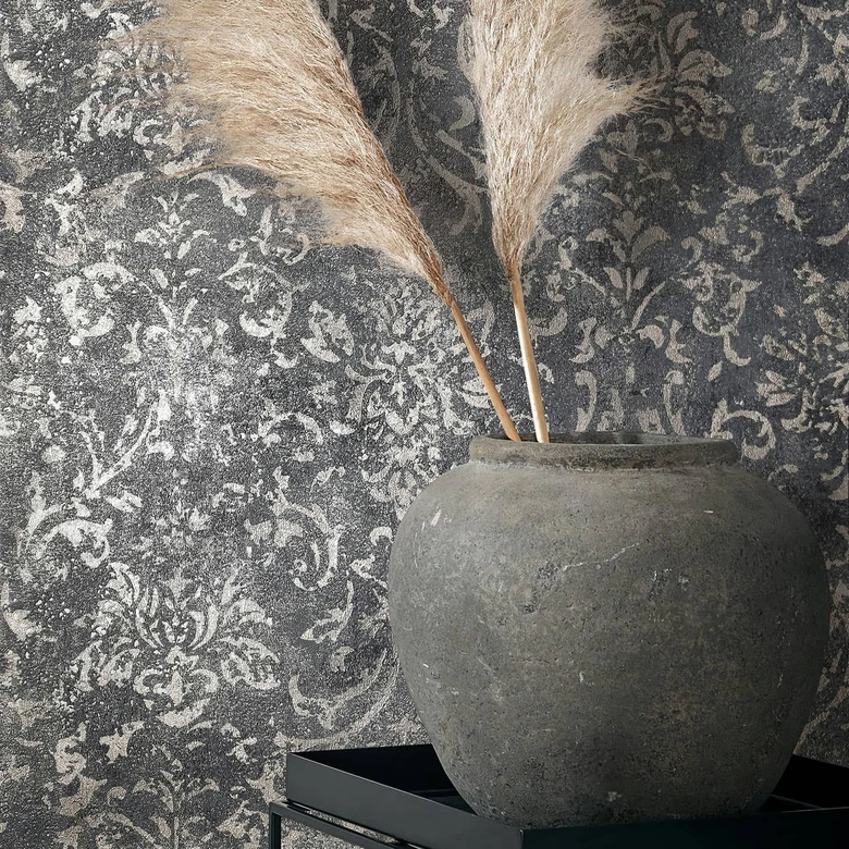 Papier peint intissé Noir ornemental pour salon chambre papier peint marburg 