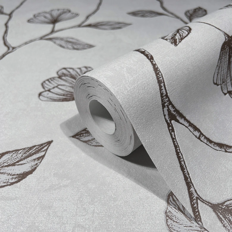 non-woven wallpaper grey bronze floral for living room bedroom kitchen marburg wallpaper 