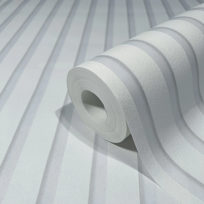 Carta da parati in tessuto non tessuto a strisce bianche per il soggiorno, camera da letto, ufficio di Marburg 