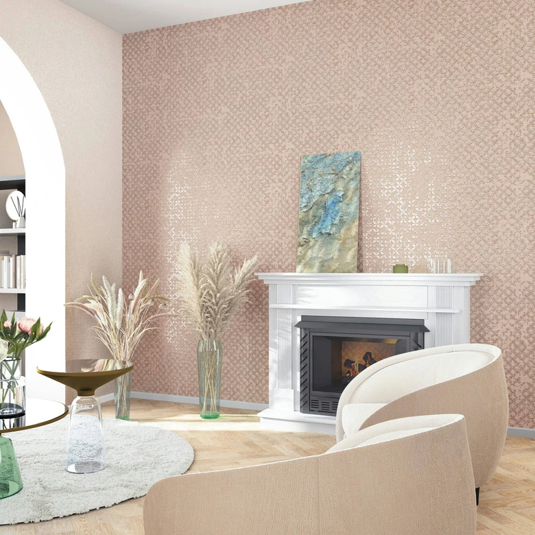 papier peint intissé dans étoiles style ornemental beige graphique 