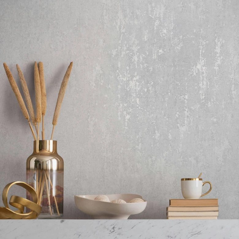 Tapeta z włókniny o połyskującym wyglądzie białego betonu 