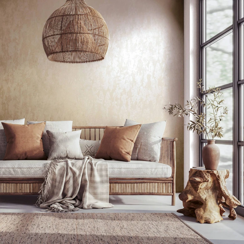 papier peint intissé à éclat scintillant beige uni 