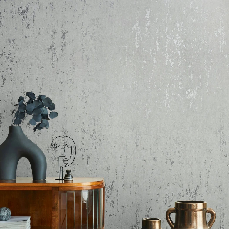 Non-woven tapet med skinnende grå betonlook 