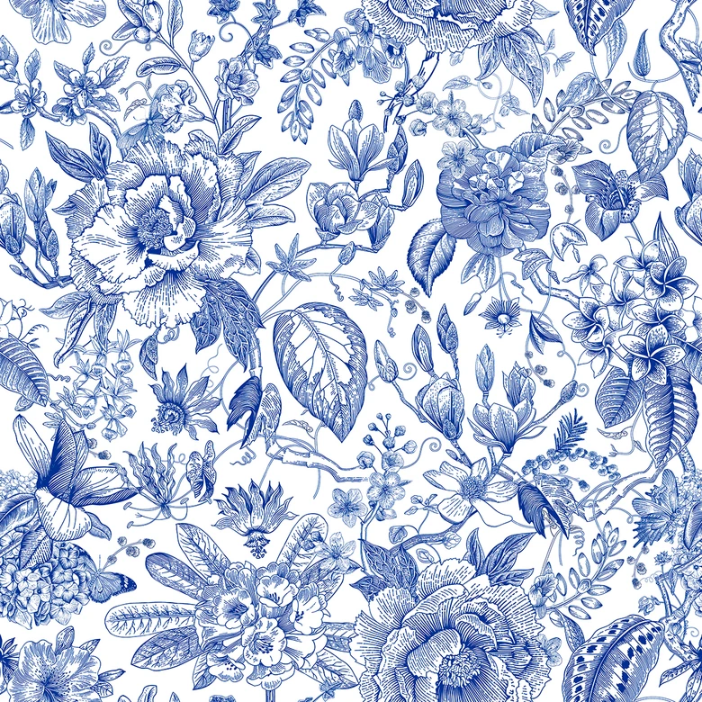 Icke-vävd tapet blommor, blad blommig natur matt i vitt  