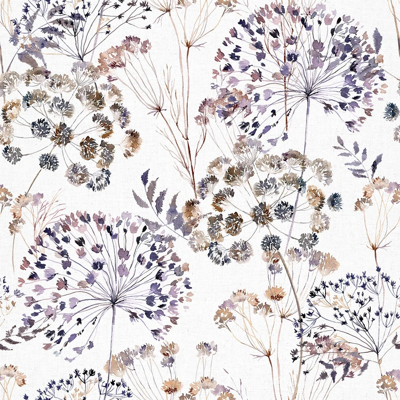 Non-woven wallpaper flowers, leaves floral nature matt in gray  
