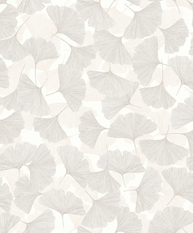 Vliestapete 3D, Blätter Floral Natur matt in Grau Beige 