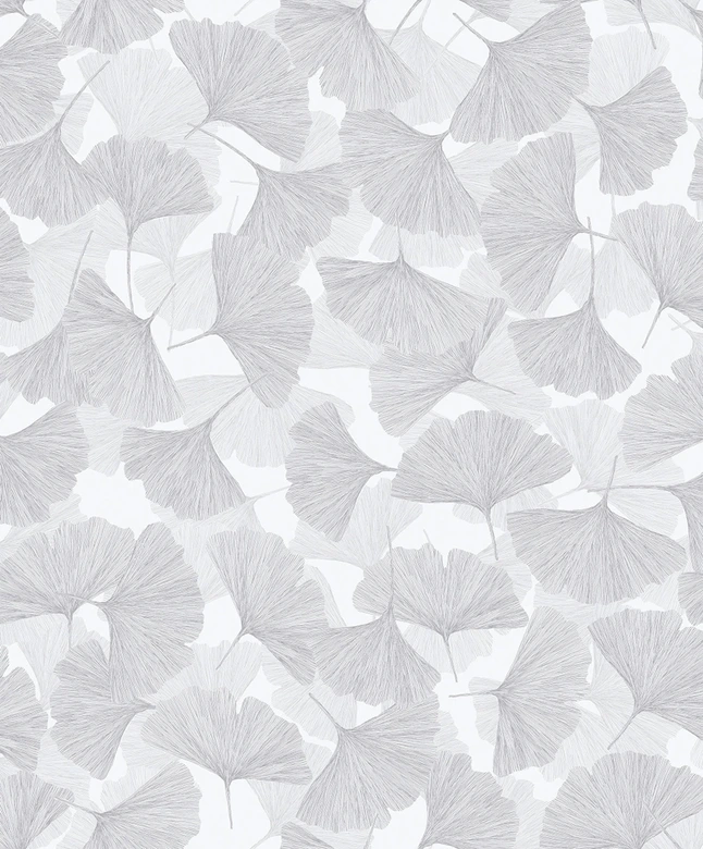 Vliestapete 3D, Blätter Floral Natur matt in Grau 
