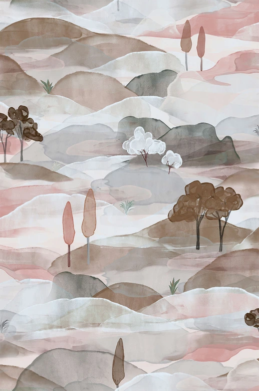 Vliestapete Landschaft Grafisch Natur matt in Blau Rot 