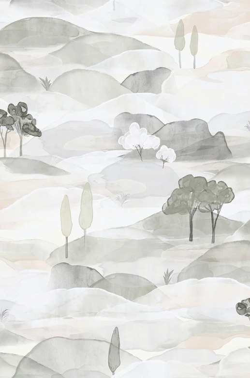 Vliestapete Landschaft Grafisch Natur matt in Grau Weiß 