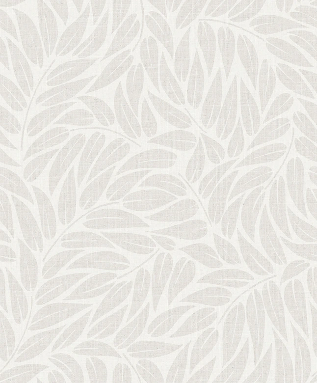 Vliestapete Blätter Floral Natur matt in Weiß Grau 