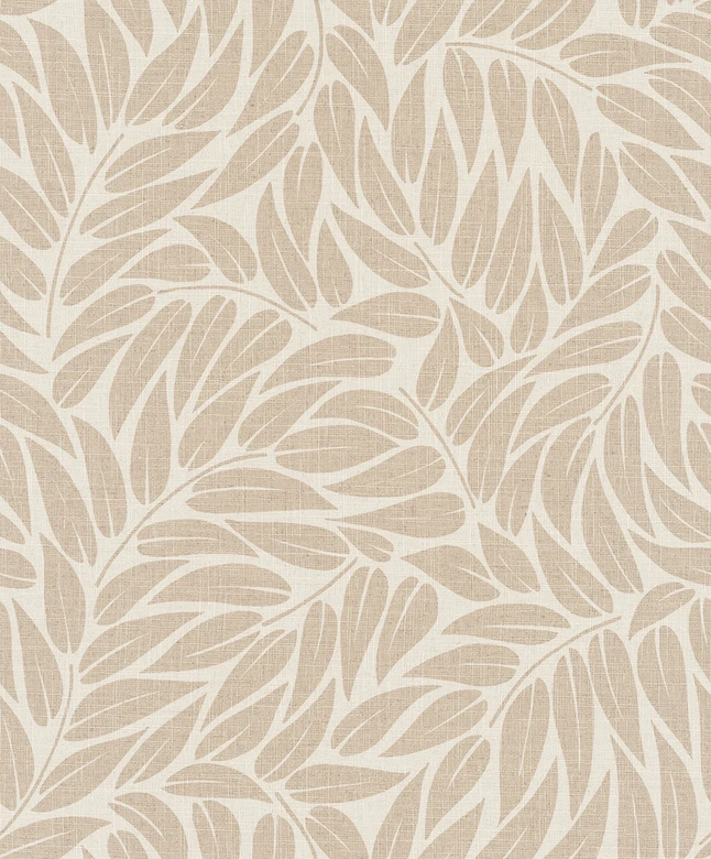 Vliestapete Blätter Floral Natur matt in Beige Braun 