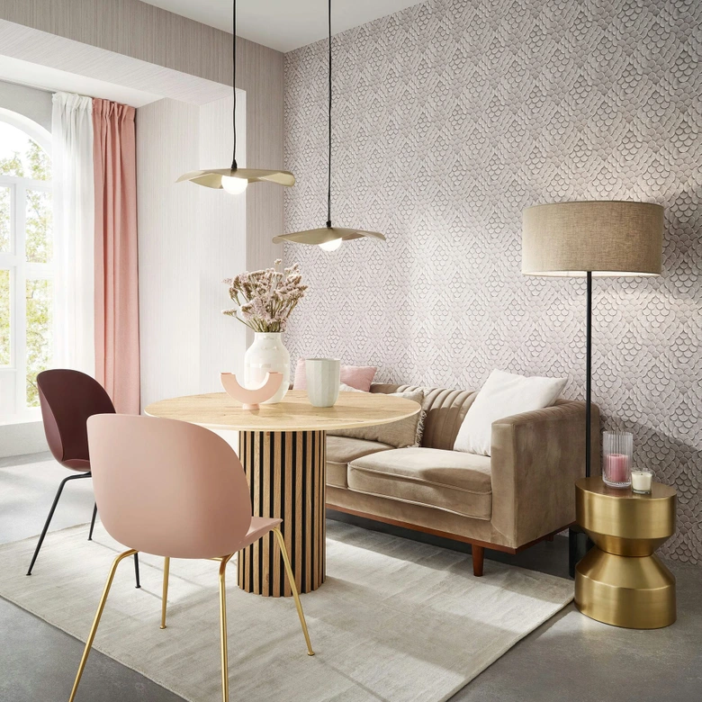Vliesbehang bloemen, 3D look geometrisch mat in rood - Papis Loveday 