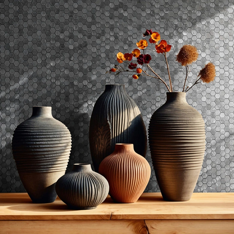 Vliestapete Sechskant, Metallisch Fliesenoptik Modern, Geometrisch glänzend in Silber - Papis Loveday 