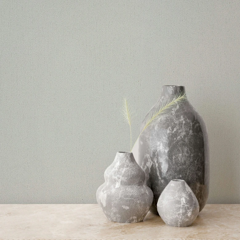 Papel pintado no tejido aspecto hormigón liso moderno mate en verde  