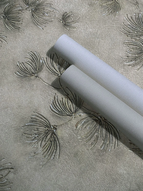 Vliestapete Blumen, Beton Floral Natur matt in Grau  