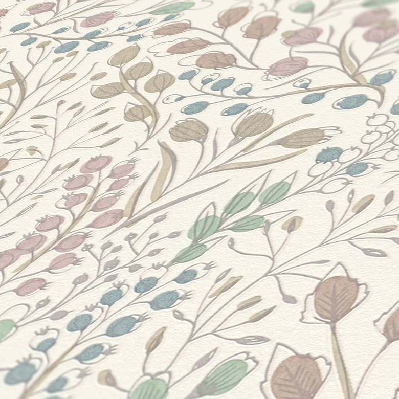 Papier peint Floral Blanc Rose - papier peint intissé A.S. Création 
