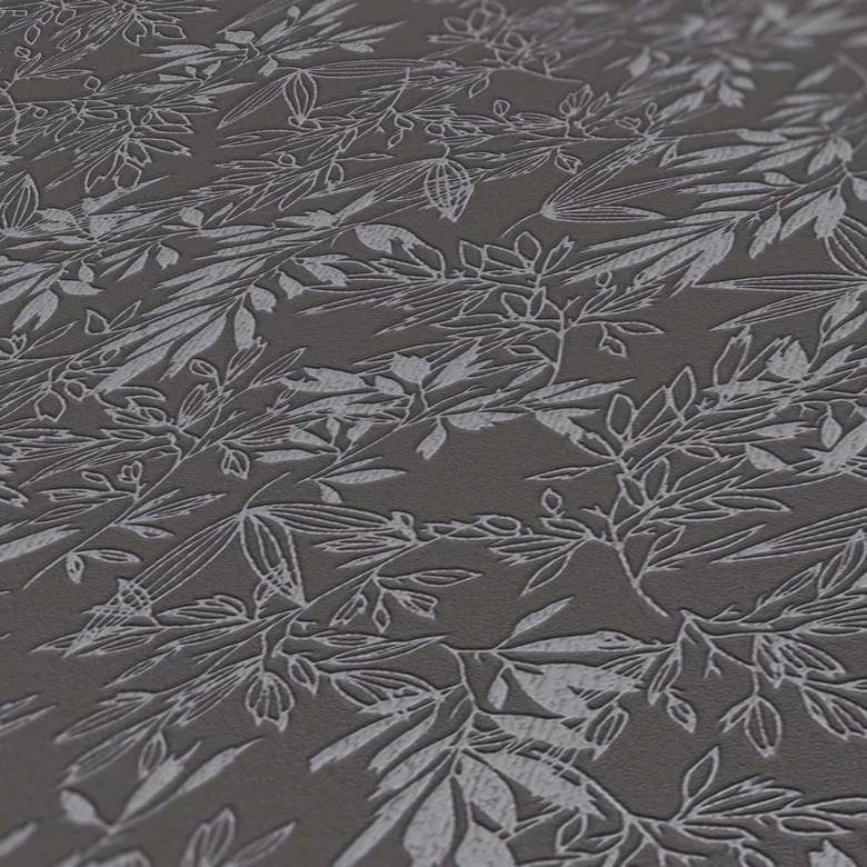 Tapete Floral Schwarz Grau - Vliestapete A.S. Création 