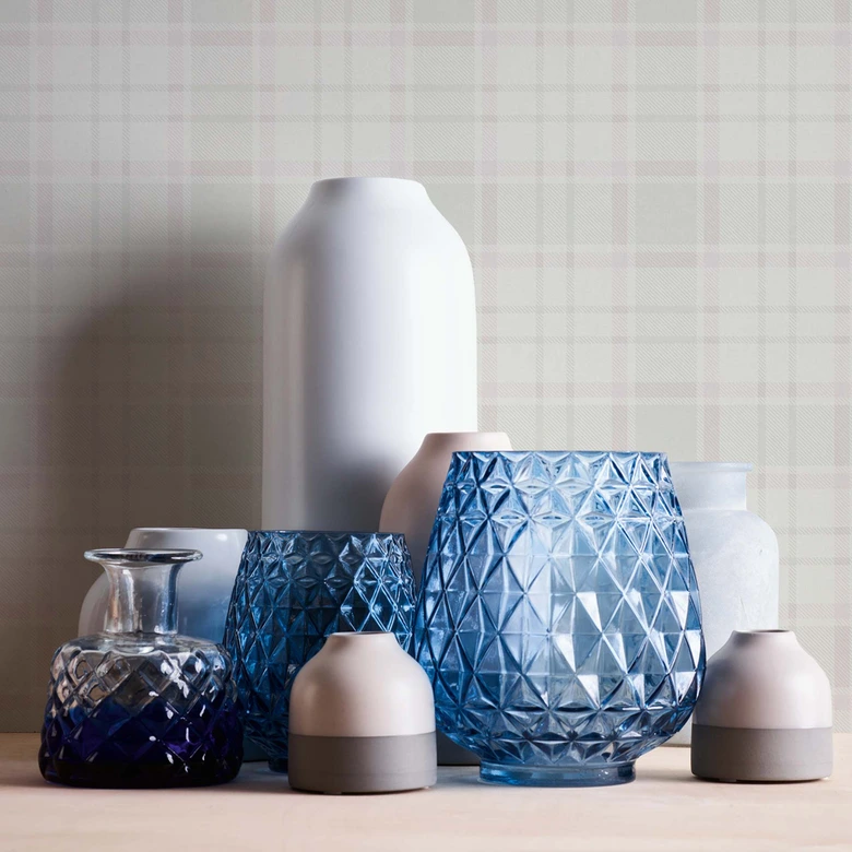 Papier peint à carreaux blanc bleu - papier peint intissé style maison de campagne A.S. Création - mat légèrement structuré 